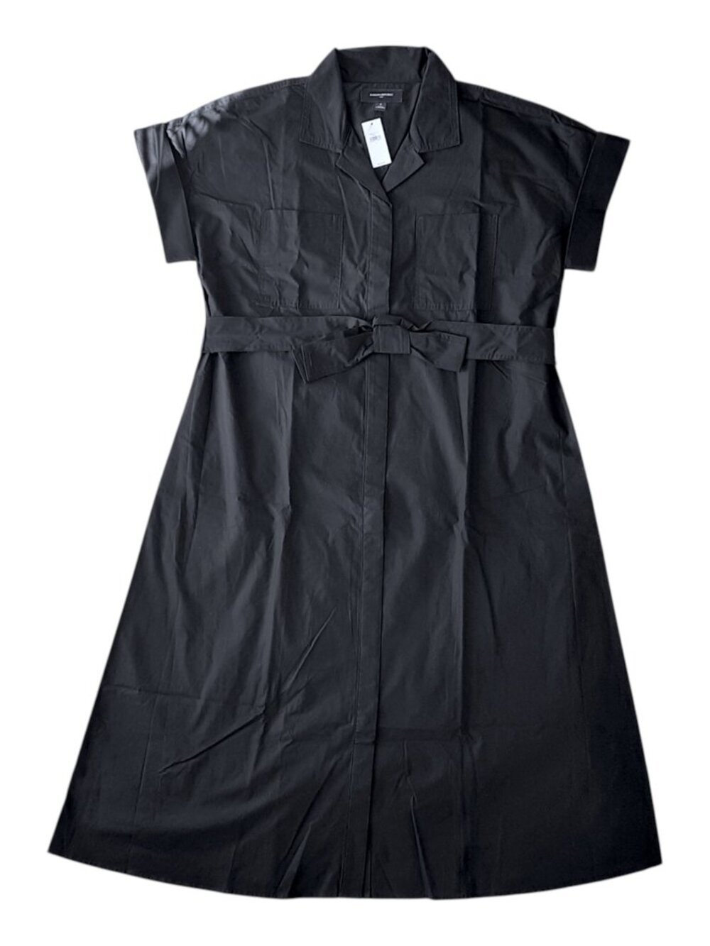 Banana Republic Black Poplin Utility Belted Midi Shirtdress S (Runs Large)